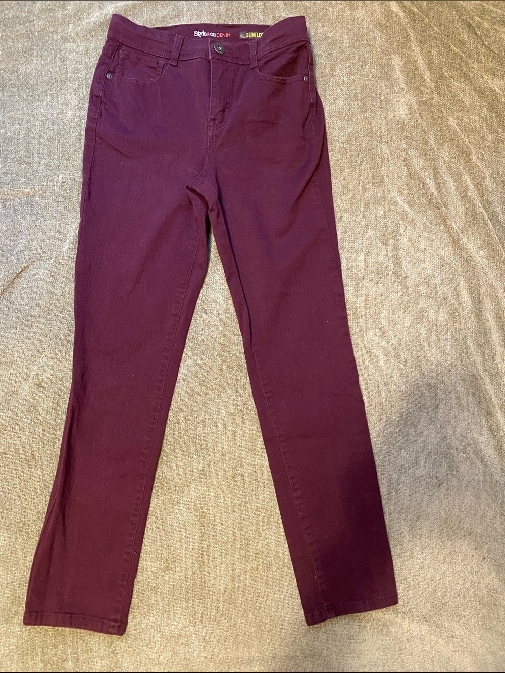 Style & Co. Women’s Skinny Jeans in Burgundy Plum